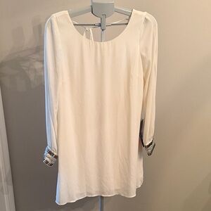 As U Wish Cream Mini Dress with Silver Accents